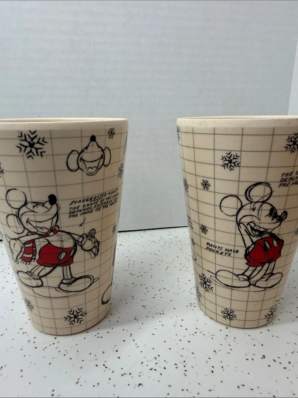 Disney Mickey Mouse Sketchbook Cups in Cream and Red - Set of 4